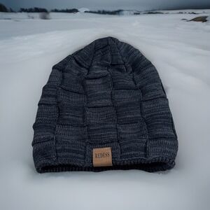 Redess Slouchy Beanie Toque Adult One Size Gray Knit 100% Acrylic Lined Snow Ski